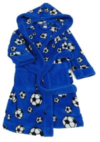 Modrý chlupatý župan s fotbalovými míči a kapucí Lupilu