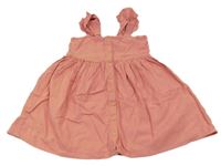 Růžové propínací šaty s volány