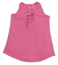 Růžový funkční sportovní top s nápisem