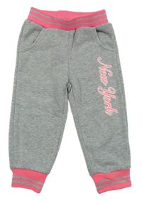 Šedo-růžové tepláky 