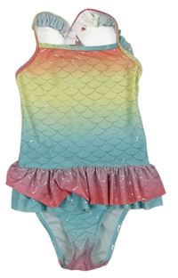 Modro-růžovo-barevné třpytivé plavky SPORTS 