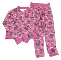 2set - Růžová sportovní propínací mikina s plameňáky + legíny Mxmze