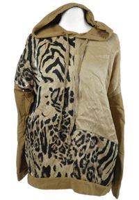 Dámská béžovo-černá vzorovaná mikina s kapucí 