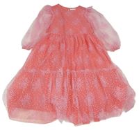 Růžové tylové šaty s kytičkami Leigh Tucker