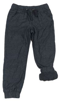 Tmavomodré melírované podšité cuff kalhoty Topolino