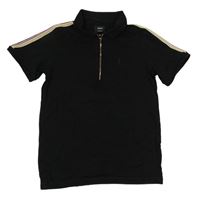 Černé polo tričko s pruhy na rukávech Next