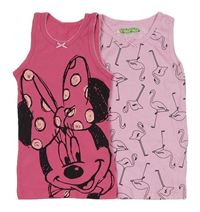 2x košilka - růžová s Minnie + světlerůžová s plameňáky 