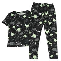 2set - Černé tričko + legíny s dinosaury Shein 