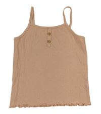 Světlerůžový žebrovaný top s knoflíčky Tu
