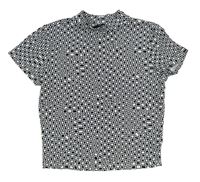 Černo-bílé kostkované crop tričko New Look