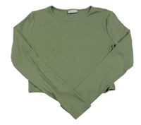 Khaki žebrované crop triko Matalan
