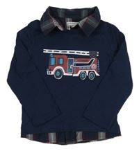 Tmavomodré polo triko s košilovým límečkem a hasiči C&A