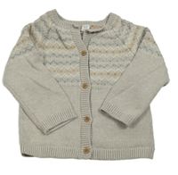 Šedý vzorovaný propínací svetr M&S