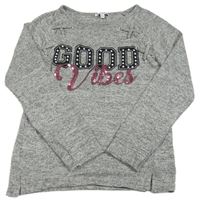 Šedé melírované úpletové triko s nápisem Bluezoo