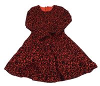 Červeno-černé vzorované šaty 