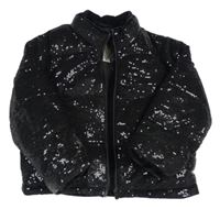 Černá flitrovaná zateplená bunda Tu