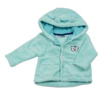 Pomněnková chlupatá propínací mikina s medvídkem a kapucí Ergee