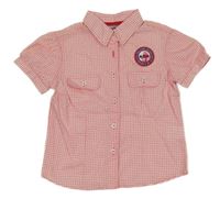 Červeno-bílá kostkovaná košile s nášivkou 