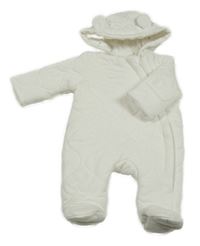 Bílá prošívaná zateplená kombinéza s kapucí George