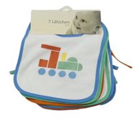 Nové - 7x Bílo-barevný froté bryndák s obrázky Dimo 