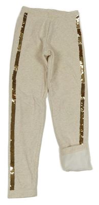 Světlebéžové melírované zateplené legíny s flitry C&A