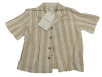 Nové - Béžová pruhovaná lněná košile H&M