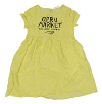 Žluto-bílé puntíkaté šaty s nápisy a mrkvičkou H&M