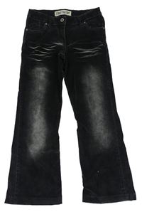 Tmavošedé manšestrové šisované slight bootcut kalhoty 