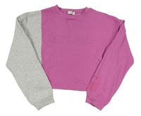 Růžovo-šedá crop mikina s 3D nápisem Primark
