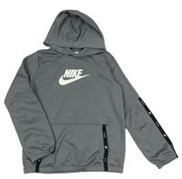 Šedá sportovní mikina s logem a kapucí Nike 