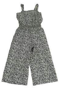 Černý kalhotový culottes overal s kytičkami zn. New Look
