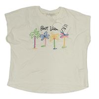Bílé crop tričko s palmami Zara 