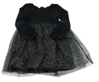 Černé svetrové šaty s tylovou puntíkovanou sukní H&M