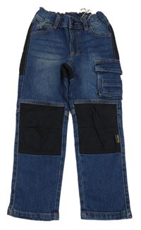 Tmavomodro-černé riflovo/šusťákové kalhoty Lily & Dan