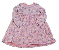 Růžové bavlněné šaty s kytičkami F&F