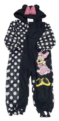 Tmavomodrá nepromokavá jarní kombinéza s Minnií a kapucí Primark