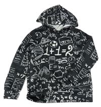 Černá sportovní mikina s obrázky a kapucí 