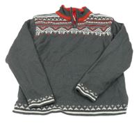 Šedý podšitý svetr se vzorem Unboard