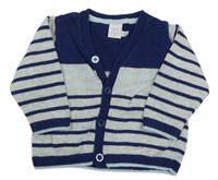 Šedo-tmavomorý pruhovaný propínací svetr Miniclub 