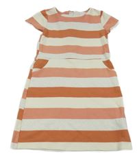 Oranžovo-smetanové pruhované teplákové šaty H&M
