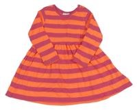 Růžovo-neonově oranžové pruhované teplákové šaty Next