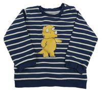 Tmavomodro-bílá pruhovaná mikina s dinosaurem M&S