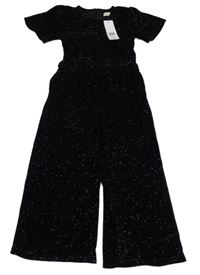 Nové - Černý sametový culottes overal se třpytkami F&F