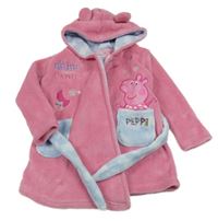 Růžový chlupatý župan s Pepinou a kapucí 