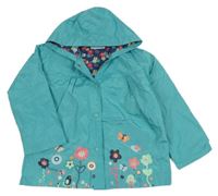 Mátová šusťáková jarní bunda s kytičkami a kapucí Arshiner