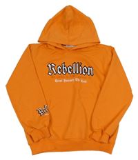 Oranžová mikina s nápisy a kapucí Leyz 