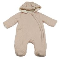 Světlerůžová bavlněná zateplená kombinéza s kapucí George