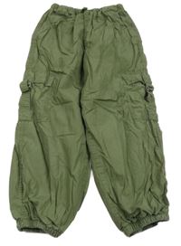 Khaki plátěné podšité cargo cuff kalhoty Next