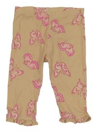 Béžové capri legíny s kytičkami So Cute