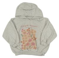 Šedá mikina s kytičkami a kapucí Matalan